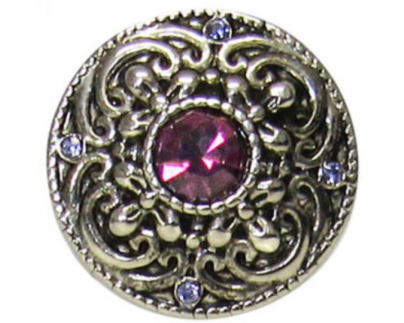 Elegant filigree snap with a captivating purple diamond, perfect for personalizing your jewelry collection.