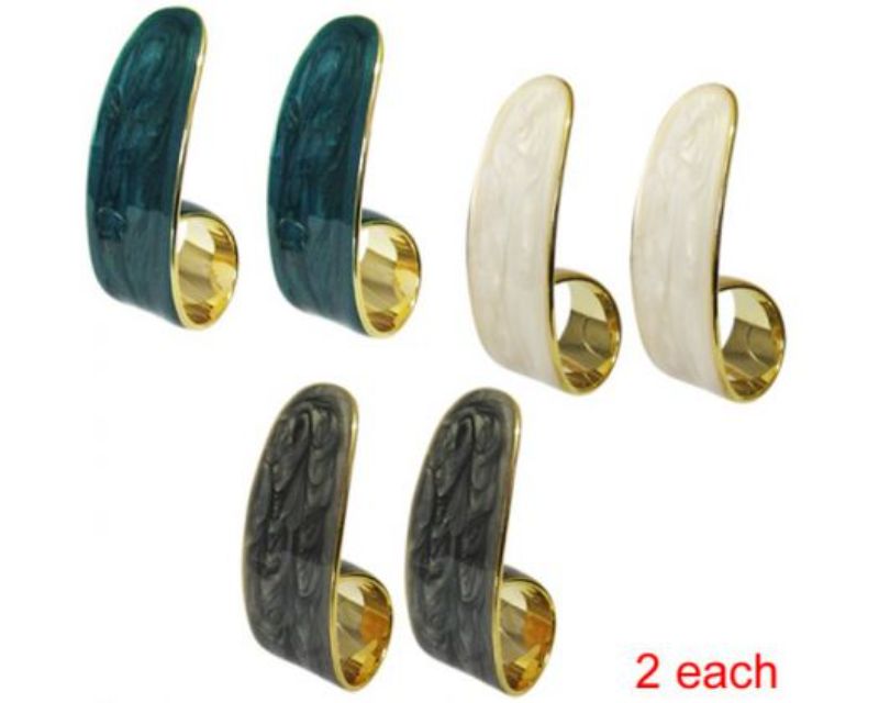 Elegant set of six Jax Curve Drop Earrings in two designs, measuring 4 cm long, perfect for versatile styling.