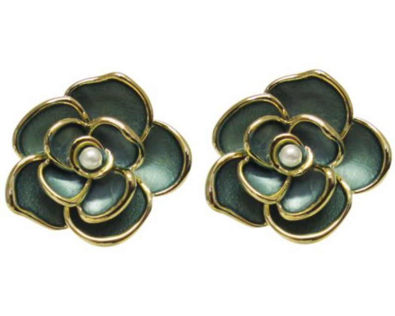 Earring - Jax Rose with Pearl Green