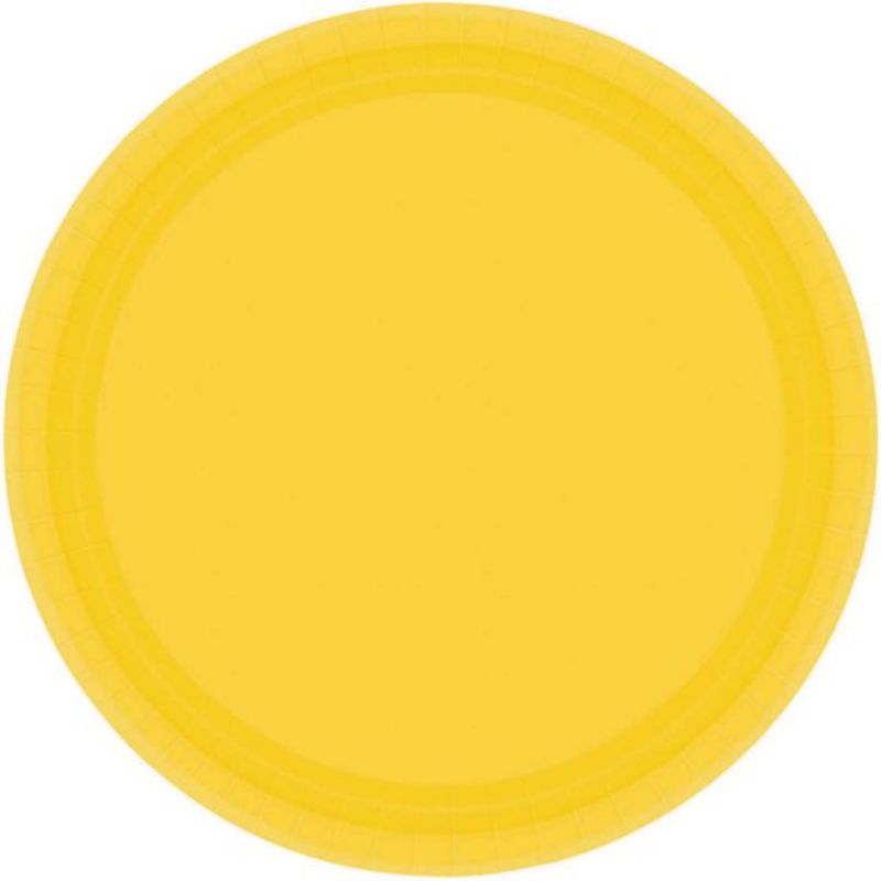 Paper Plates 17cm Round 20CT - Yellow Sunshine  - Pack of 20