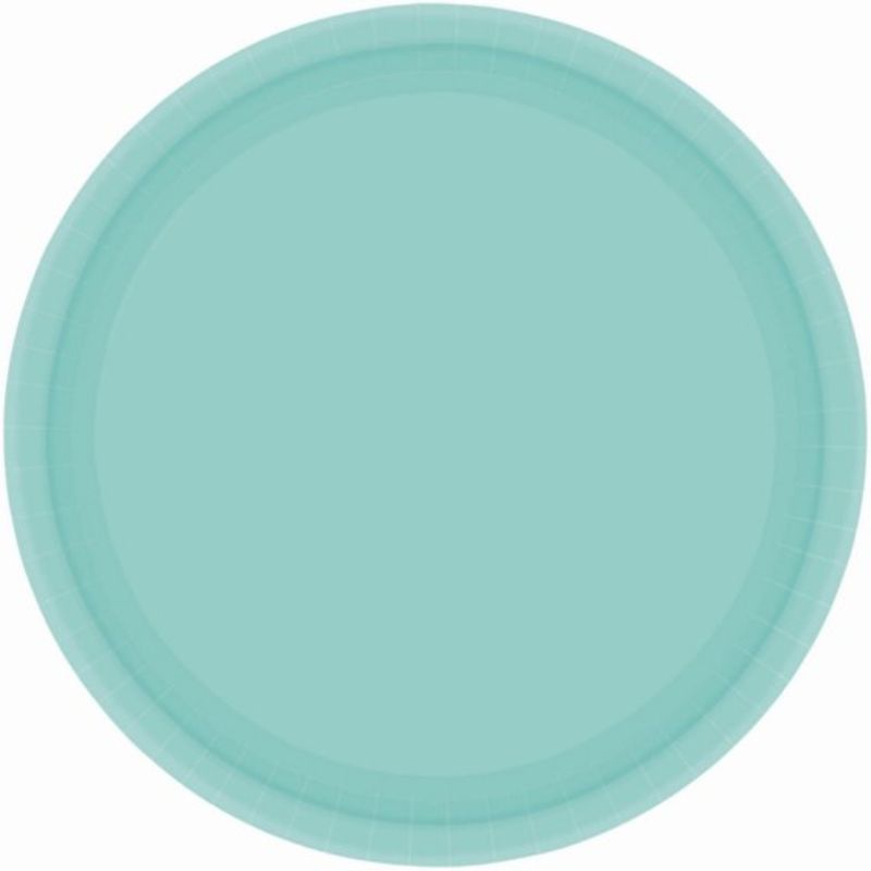 Round 17cm paper plates in Robin's Egg Blue, pack of 20, eco-friendly and stylish for any gathering.
