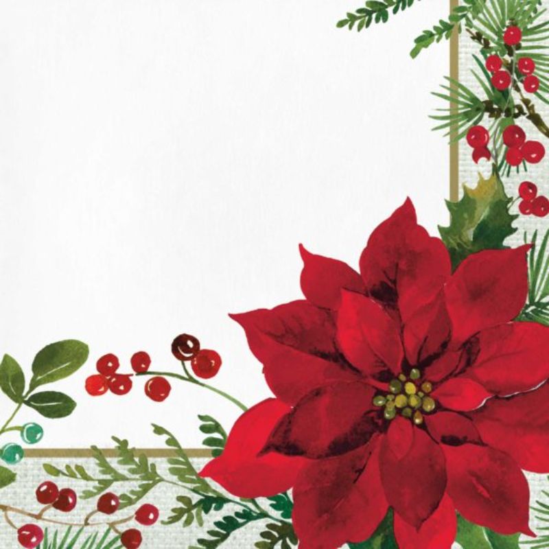 Posh Poinsettia Lunch Napkins - Pack of 16