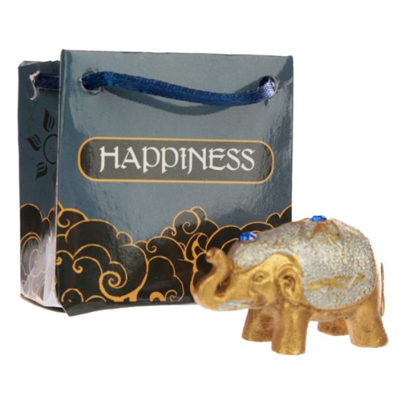 Set of 24 metallic glitter mini gift bags with lucky elephant figurines, perfect for parties and celebrations.