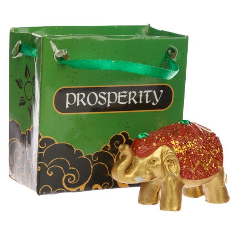 Set of 24 mini gift bags with metallic glitter, featuring a lucky elephant symbolizing prosperity and joy.