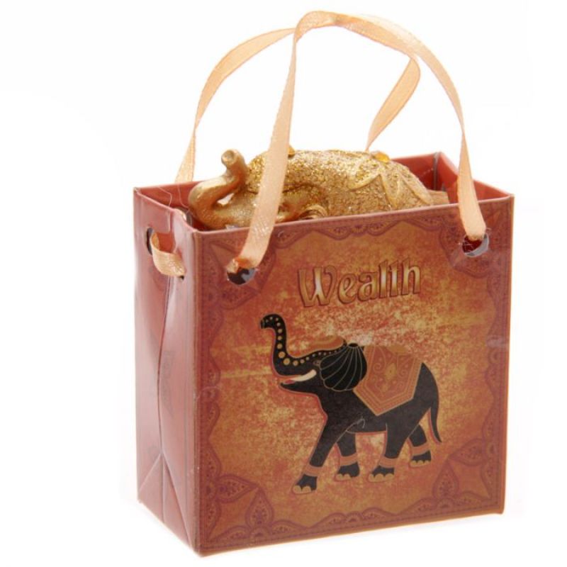 Set of 24 mini glitter gift bags featuring lucky elephants, perfect for party favors and celebrations.