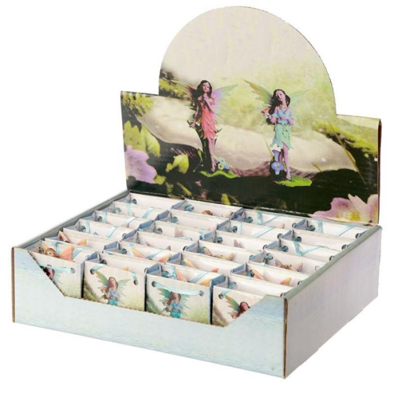 Miniature flower fairies in assorted designs, each in a charming 6cm gift bag, perfect for parties and whimsical decor.