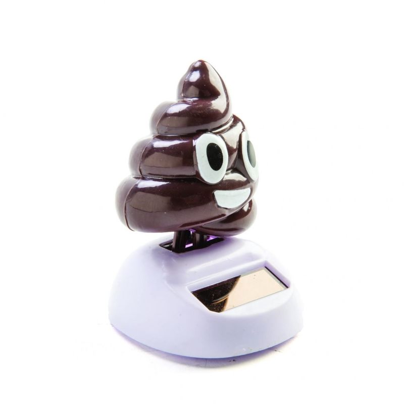 Solar-powered dancing figurine of a smiling poo, 8cm tall, adds whimsy to desks and dashboards with its cheerful sway.