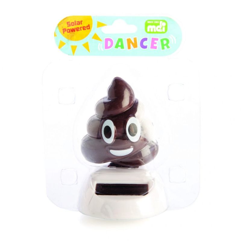 Solar-powered dancing figurine of a smiling poo, 8cm tall, adds whimsy and joy to desks or dashboards.