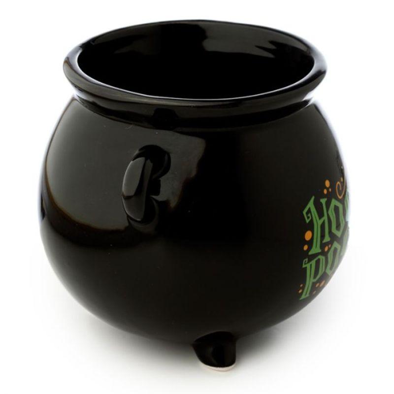 Ceramic cauldron-shaped mug with intricate detailing, perfect for magical beverage moments and Halloween charm.