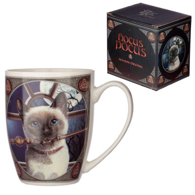 Lisa Parker Hocus Pocus Cat mug, 300ml porcelain with whimsical cat design, microwave and dishwasher safe.