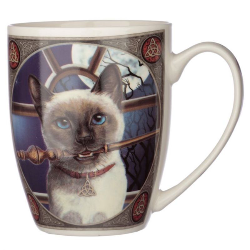 Lisa Parker Hocus Pocus Cat porcelain mug, 300ml, featuring whimsical artwork, microwave and dishwasher safe.