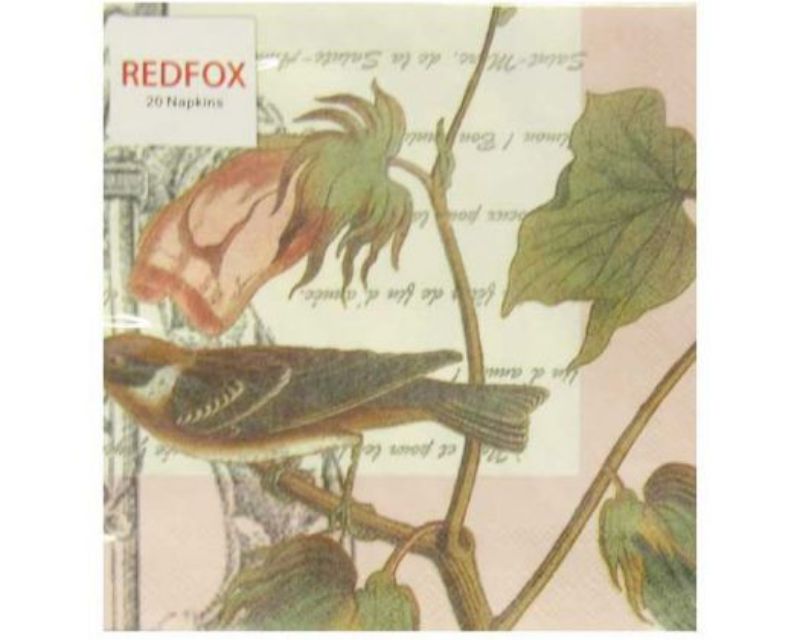 Charming 3-ply napkins with playful finches on branches, perfect for eco-friendly dining and stylish table settings.