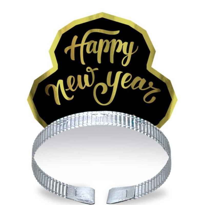 Happy New Year Black & Gold Tiara's - Pack of 50