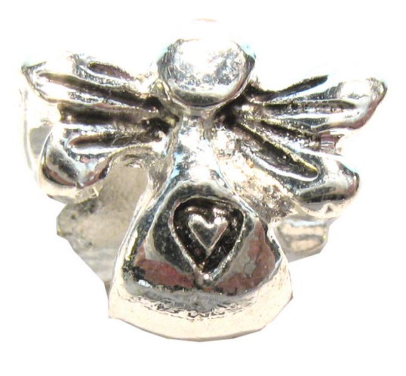 Set of 8 silver-plated angel beads with anti-tarnish finish, perfect for DIY jewelry projects celebrating spirituality.
