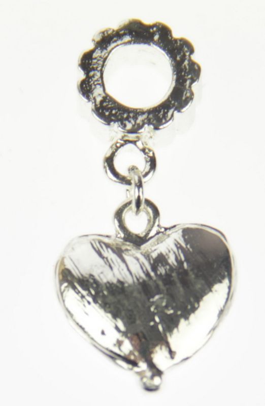 Five shiny metal heart charms for DIY jewelry, perfect for adding love to bracelets, necklaces, and scrapbooking.