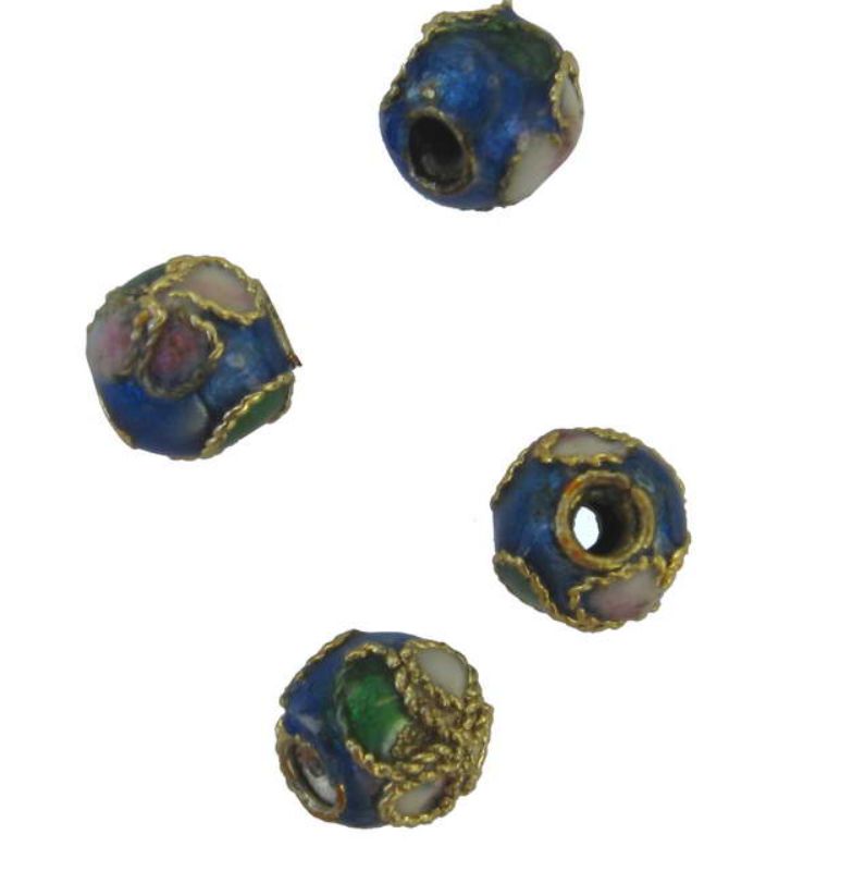 Vibrant 6mm Cloisonne beads in sets of 20, perfect for unique jewelry designs with intricate patterns and colors.