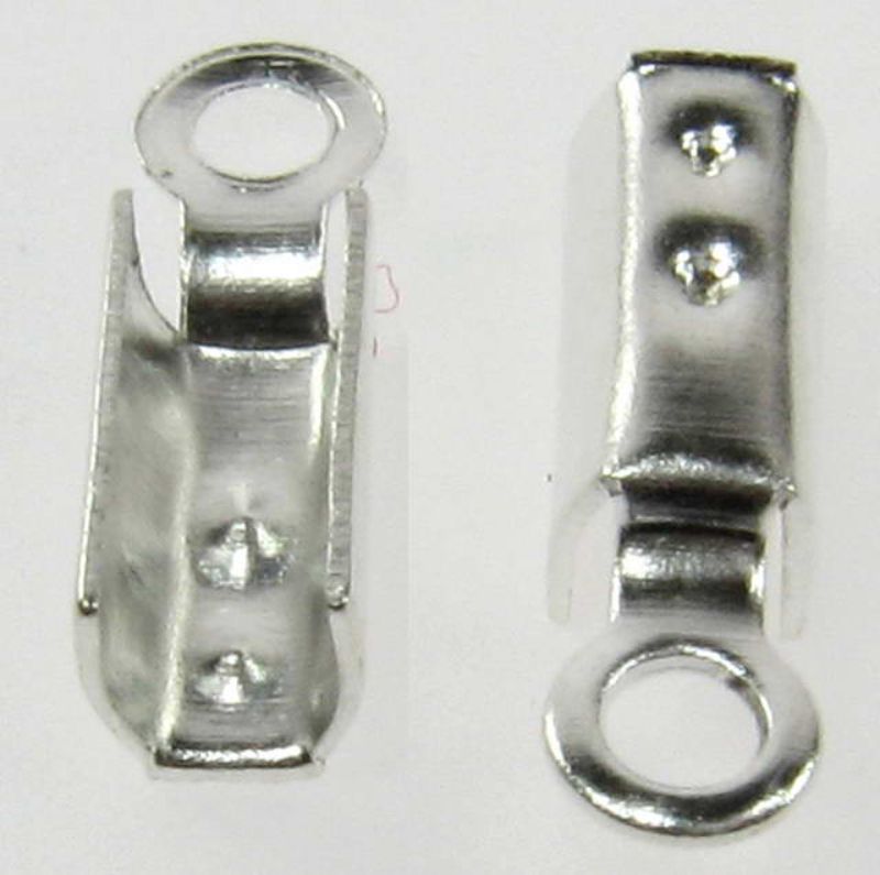 Set of 2 silver leather crimps, 7x3mm, 120 pieces total, perfect for securing and finishing leather crafting projects.