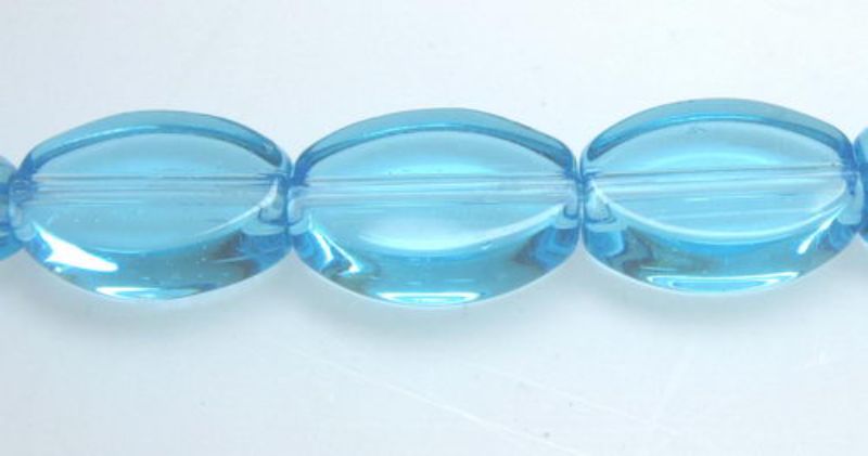 Set of 2 premium 11mm blue glass flat oval beads, 32 pieces, perfect for DIY jewelry and crafting projects.