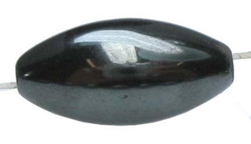 Magnetic oval hematite beads set of 3, 15x6mm, elegant for jewelry making and DIY crafts.