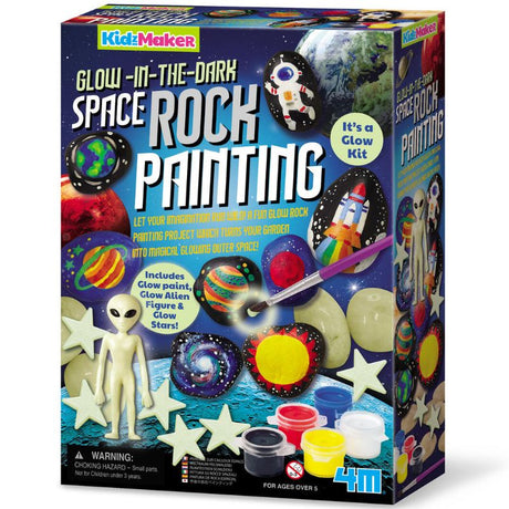 Space Rock Painting Kit by 4M: vibrant paints and stencils for creative rock art inspired by the cosmos, ideal for all ages.