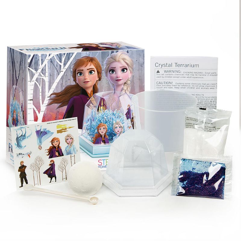 Disney Frozen II Crystal Terrarium Kit by 4M, featuring a vibrant container for growing colorful crystals inspired by Frozen.