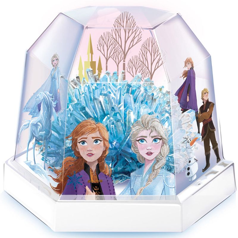 Disney Frozen II Crystal Terrarium Kit by 4M, featuring a vibrant container for kids to grow sparkling crystals while learning chemistry.
