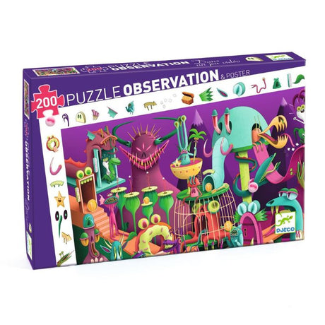 Colorful Djeco Video Game Puzzle (200pcs) featuring pixelated characters, promotes critical thinking and hand-eye coordination.