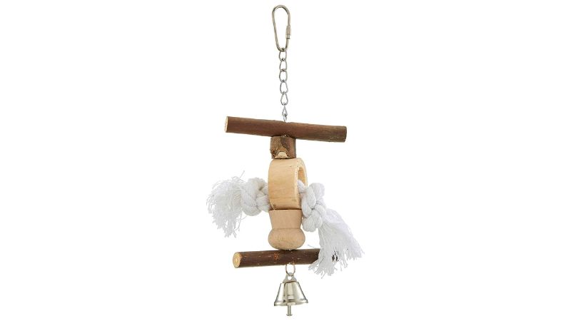 Bird Toy - Wooden Toy with Rope and Bell (20cm)