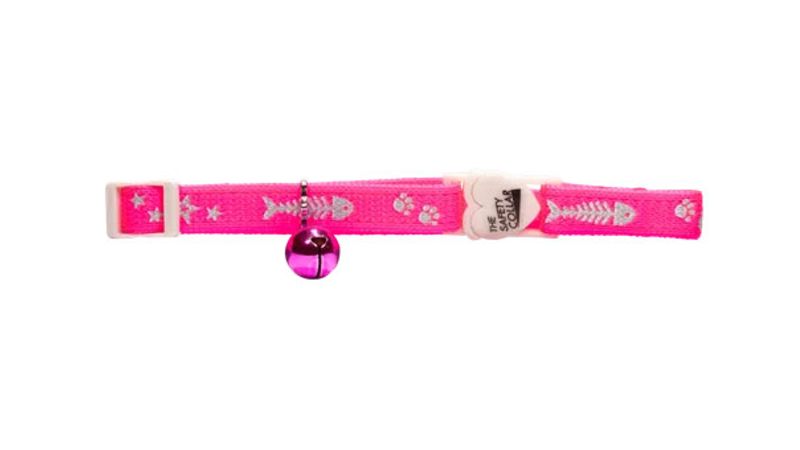Cat Safety Collar - Fish Bones (Pink)