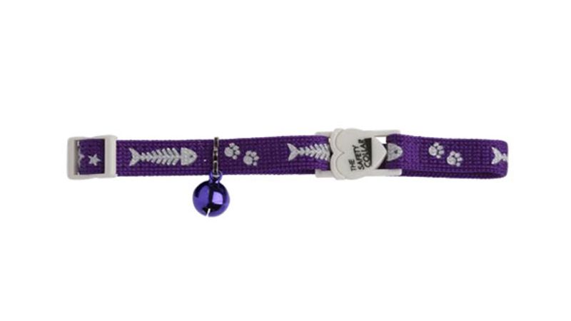 Cat Safety Collar - Fish Bones (Purple)