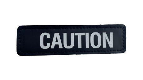 Stylish Side Patch - S CAUTION featuring a distinct caution motif, perfect for customizing jackets, bags, or hats.