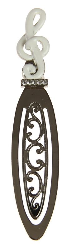 Set of 2 white treble clef bookmarks, 4.5 x 0.5 x 11 cm, perfect for music lovers to enhance their reading experience.