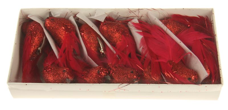 Dazzling red glitter bird hair clips, set of 12, perfect for adding whimsy and sparkle to any outfit or occasion.