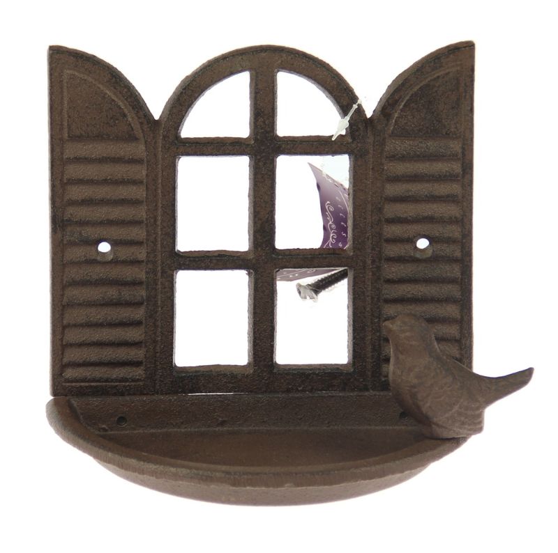Stylish set of 2 wall bird feeders made of durable rust-resistant iron, perfect for attracting garden birds.
