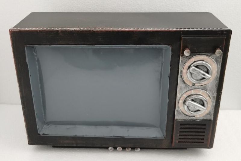 Retro TV Set Ornament (34cm) showcasing vintage charm, perfect for home decor and nostalgic enthusiasts.
