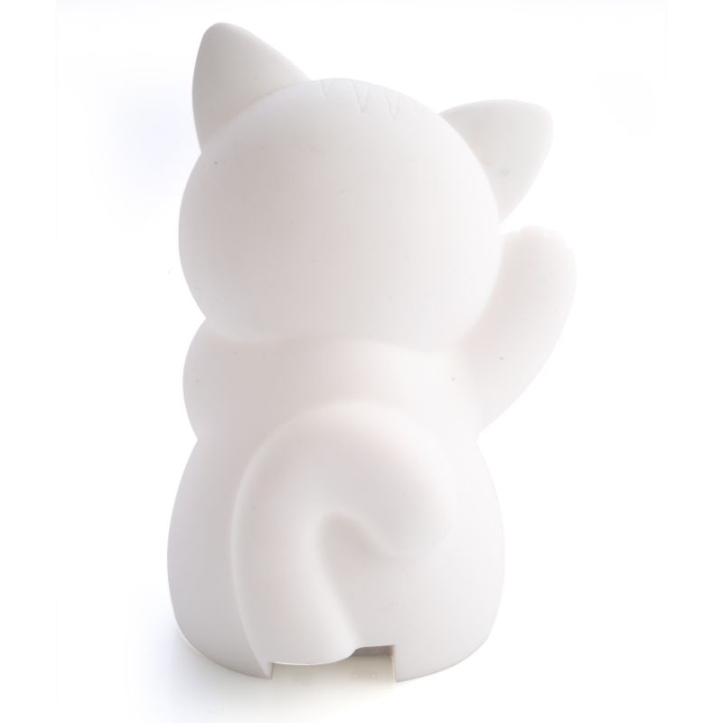 Adorable 12cm kitten LED lamp with soft touch design and 6 adjustable brightness settings for kids' rooms.