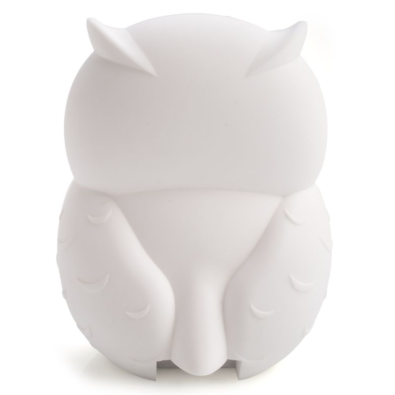Adorable owl-shaped LED lamp with soft silicone, touch-sensitive controls, and 6 brightness levels for kids' rooms.