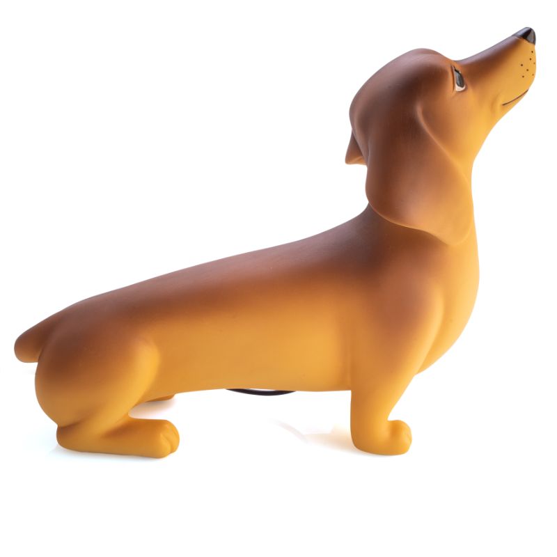 Cute 24cm Dachshund table lamp, safe LED light, perfect for nurseries, doubles as whimsical decor.