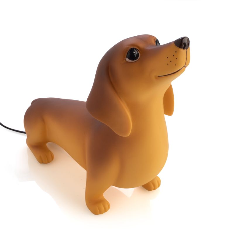 Charming 24cm Dachshund Table Lamp, cute dog design, low voltage LED, perfect for kids' rooms and playful decor.