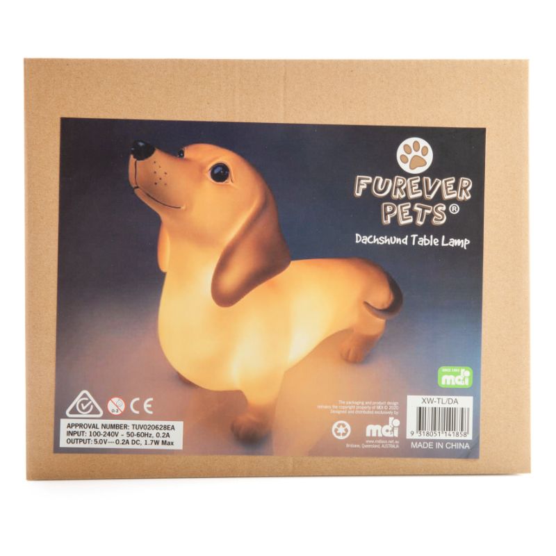 Charming Dachshund Table Lamp (24cm) that lights up, doubles as decor, safe for kids, perfect for any room.
