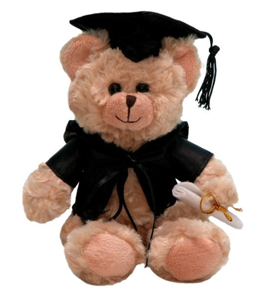 Cuddly 25cm Graduation Bear in cap and gown, a perfect keepsake to celebrate academic achievements and milestones.