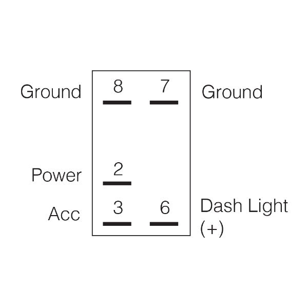 Red LED illuminated rocker switch with SPST design for 12/24V applications and symbol indicator.