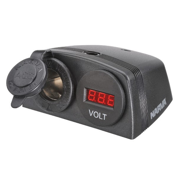 Heavy-Duty Surface Mount Accessory Socket And 12 / 24v Dc Led Volt Meter