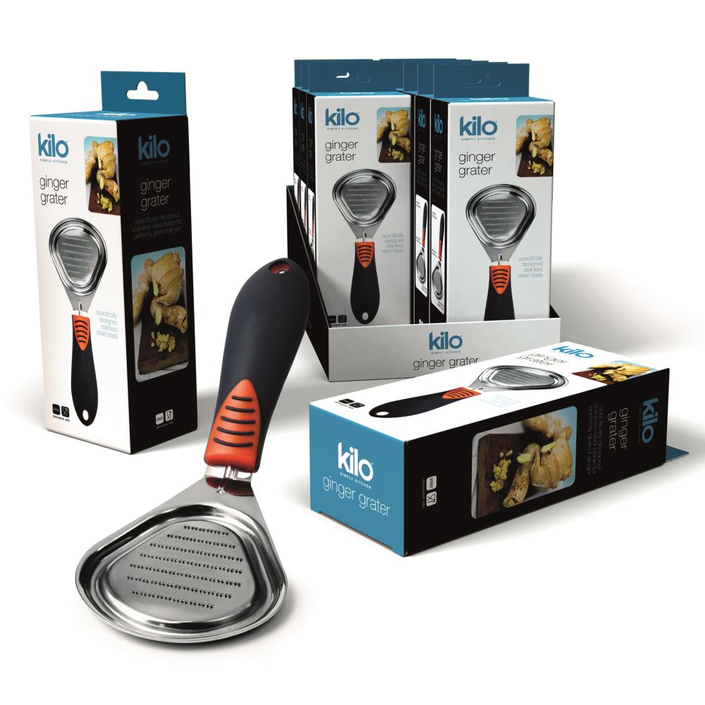 Kilo Ginger Grater with stainless steel blade and comfortable handle, perfect for effortlessly grating fresh ginger.