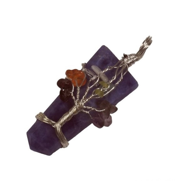 Sodalite Tree of Life pendant showcasing unique wire wrap design, promoting chakra alignment and enhancing intuition.
