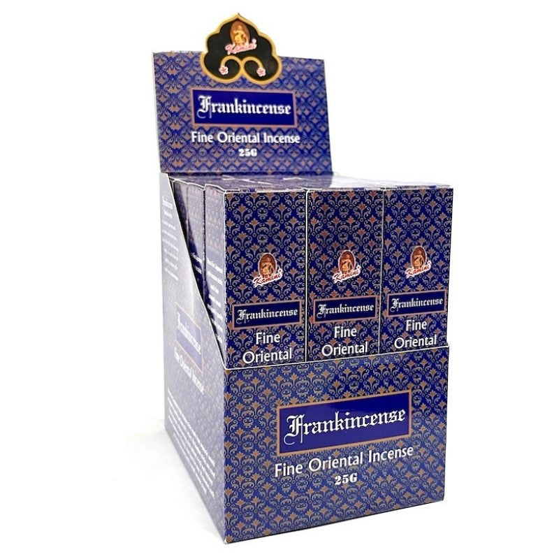 Kamini Frankincense incense set with 12 Japanese style packets and ceramic burner for meditation and relaxation.