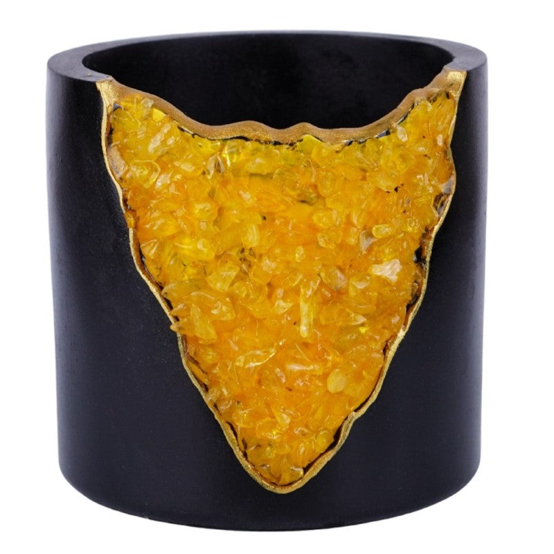 4" Citrine Crystal Planter featuring natural Citrine crystals, designed to enhance plant growth and bring positive energy.