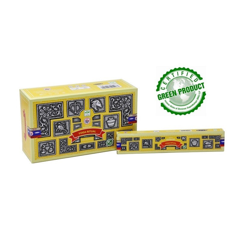 Set of 12 Satya Super Hit Yoga Ritual incense packets, each 15g, perfect for enhancing meditation and yoga practices.