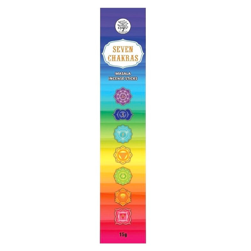 A set of 12 eco-friendly masala incense sticks for meditation, featuring chakra-balancing aromas and hand-rolled in India.