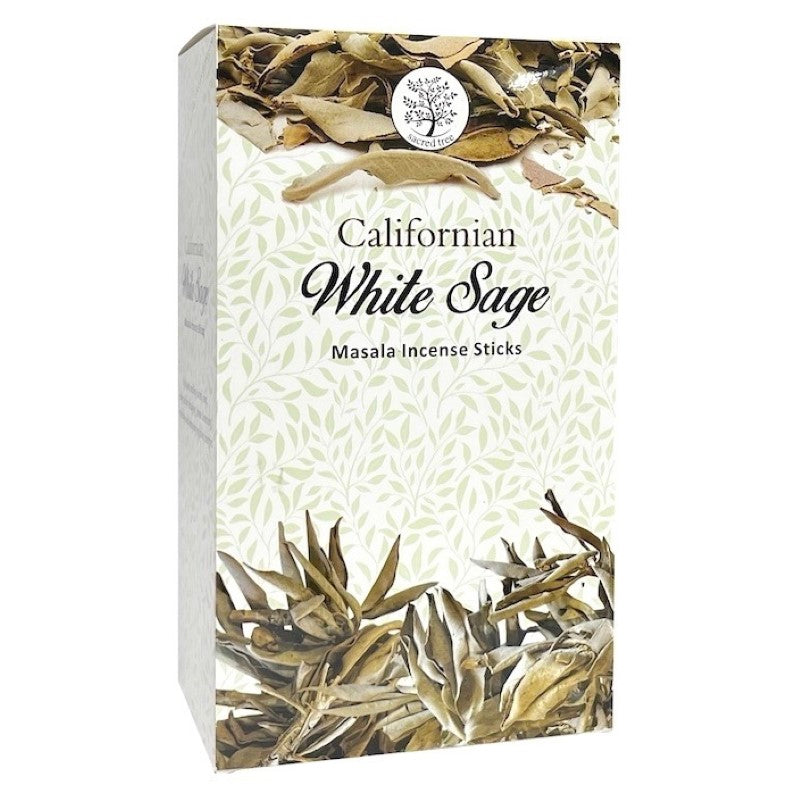 Hand-rolled Sacred Tree White Sage bundles in 12 packets, perfect for cleansing spaces and enhancing meditation rituals.